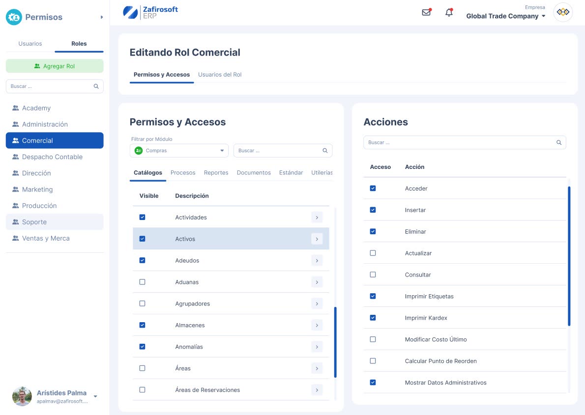 Configuración · Zafirosoft ERP