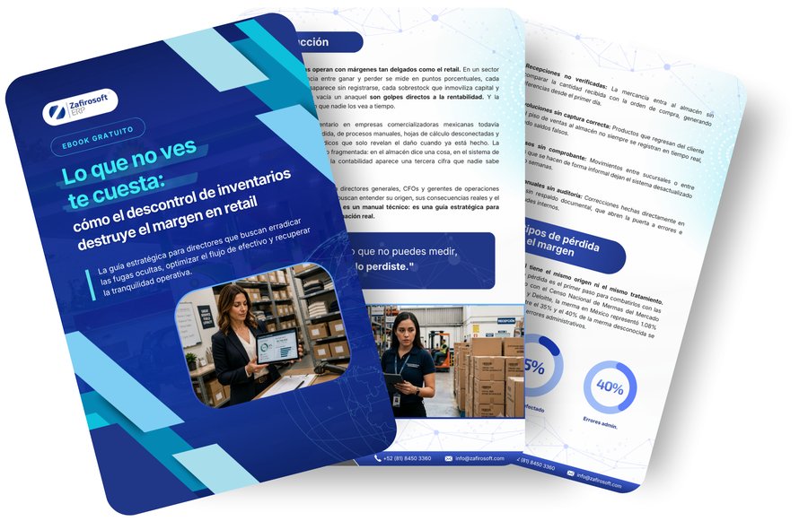 Portada del ebook «Guía: cómo el descontrol de inventarios destruye el margen en retail»